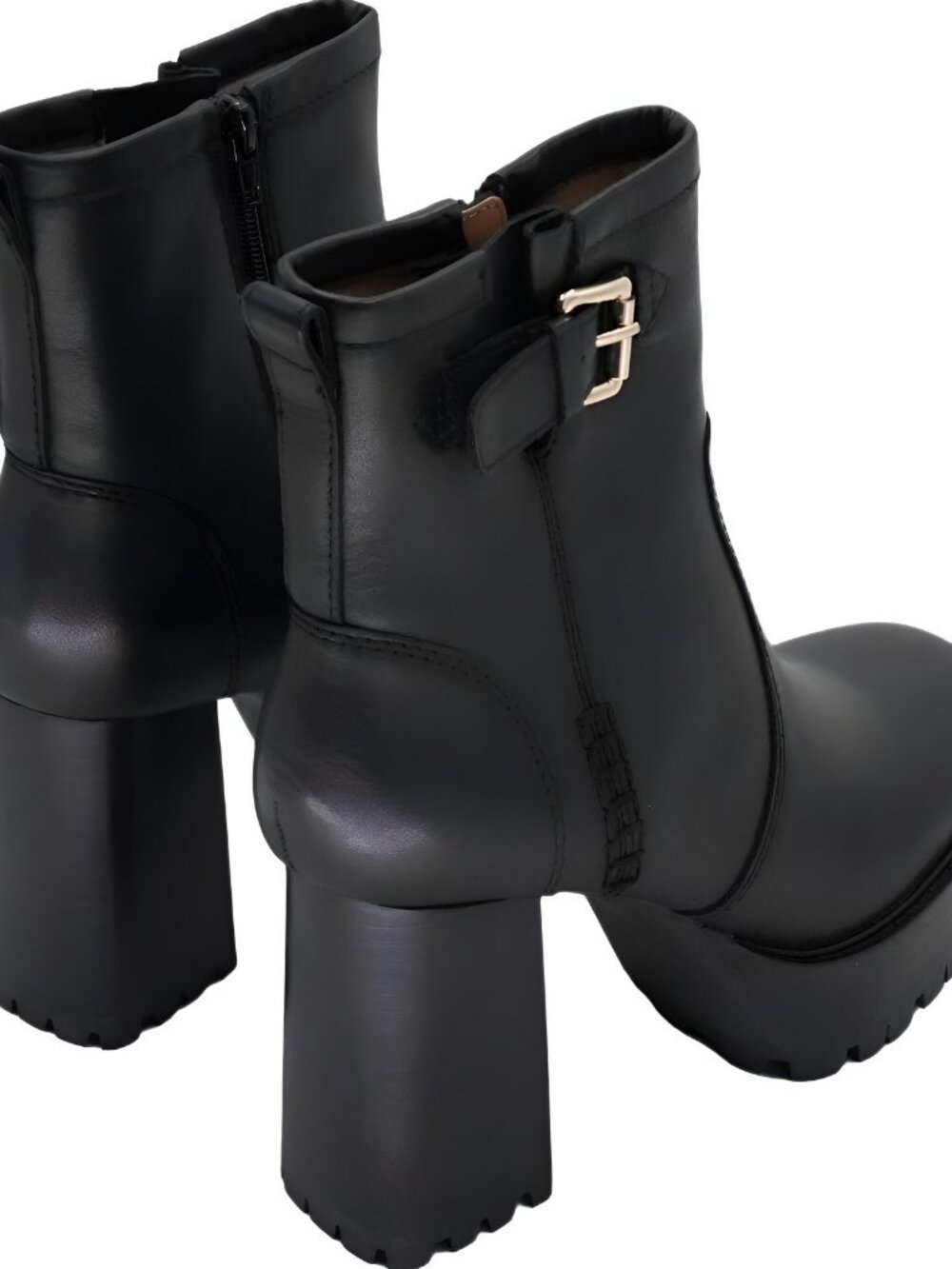 Steve Madden Womens Sumitt Platform Bootie Black Leather Sz 8M - Picture 3 of 6